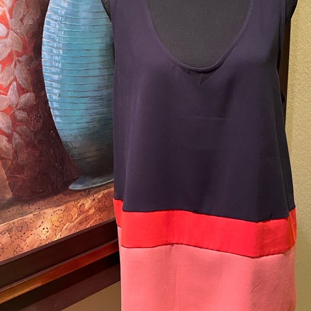 Ann Taylor sleeveless trapeze tops racer back navy fuchsia and pink